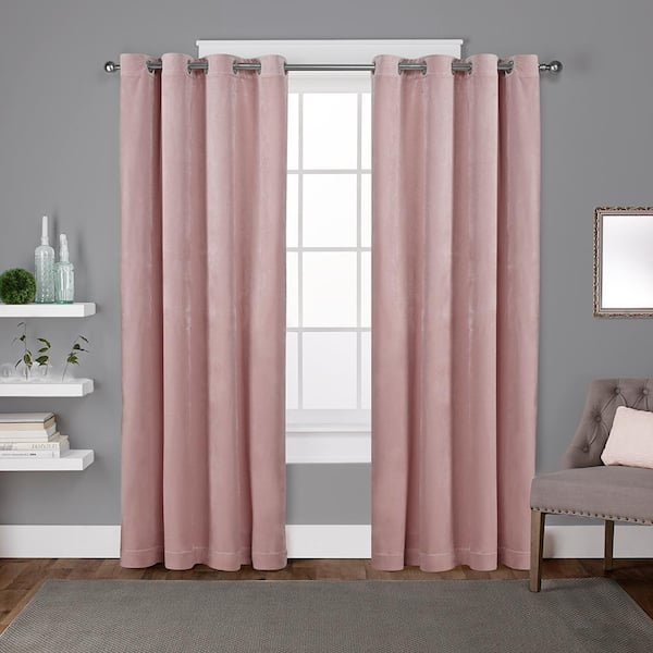 Velvet Blush Solid Light Filtering Grommet Top Curtain, 54 in. W x 96 in. L (Set of 2)