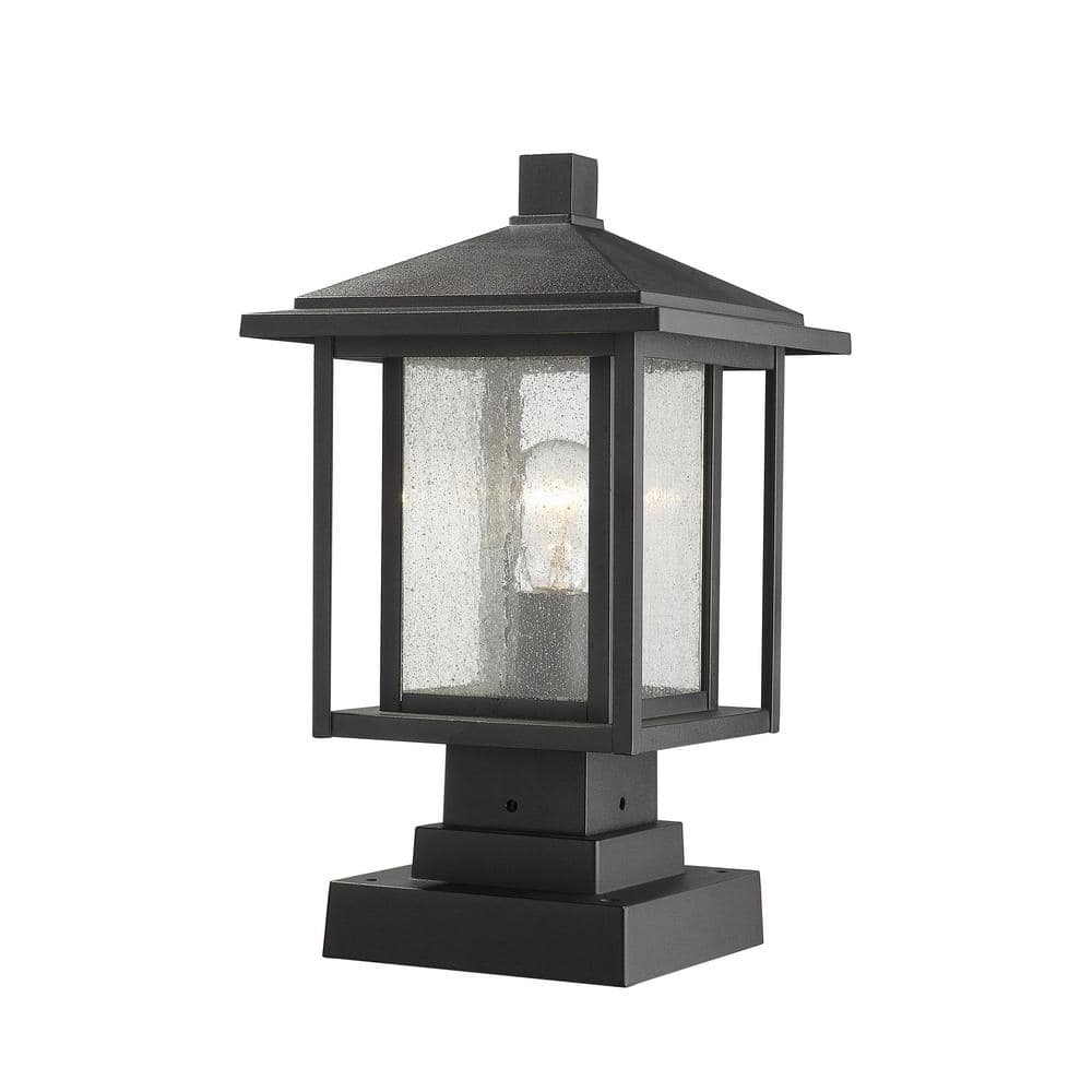 Aspen 16 in. 1-Light Black Aluminum Hardwired Outdoor Weather Resistant Pie