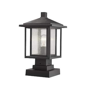 Aspen 16 in. 1-Light Black Aluminum Hardwired Outdoor Weather Resistant Pier Mount Light with No Bulb Included