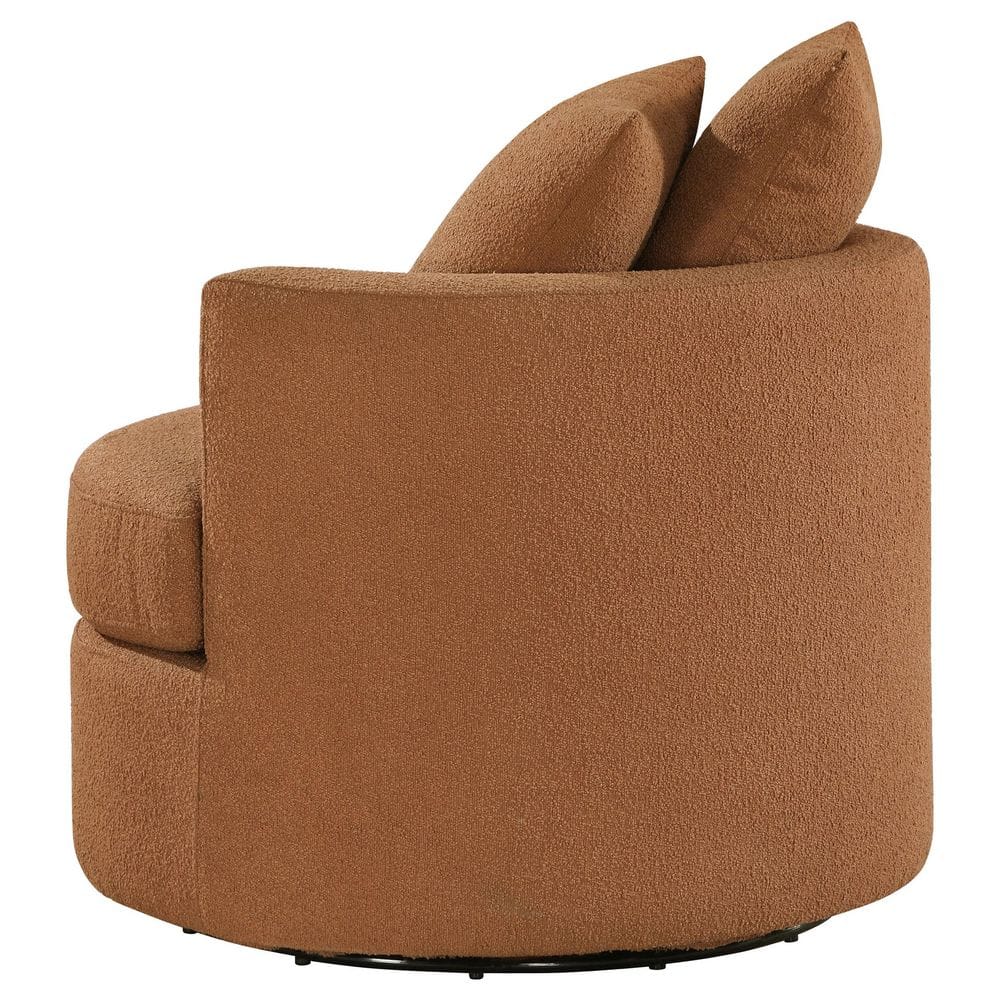 Burnt Orange Boucle Upholstered Swivel Accent Chair