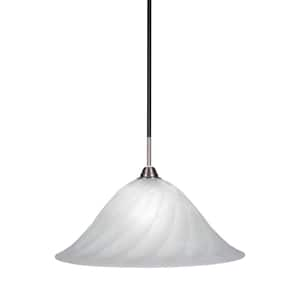 Madison 100-Watt 1-Light Matte Black and Brushed Nickel Bowl Mini Pendant Light with Glass Shade