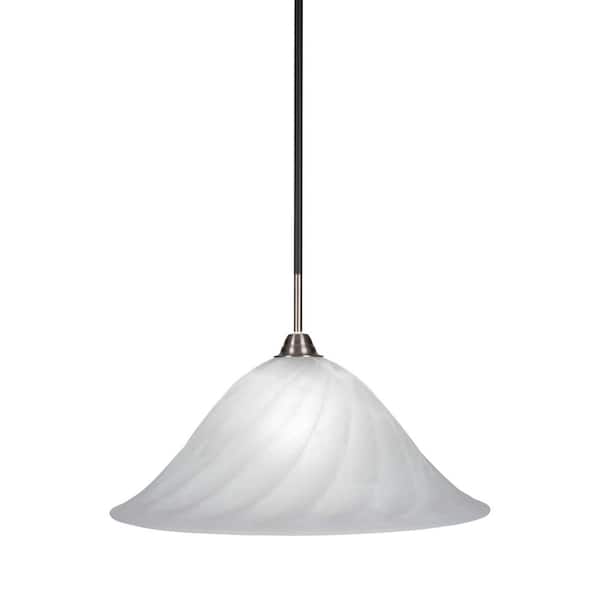 Unbranded Madison 100-Watt 1-Light Matte Black and Brushed Nickel Bowl Mini Pendant Light with Glass Shade