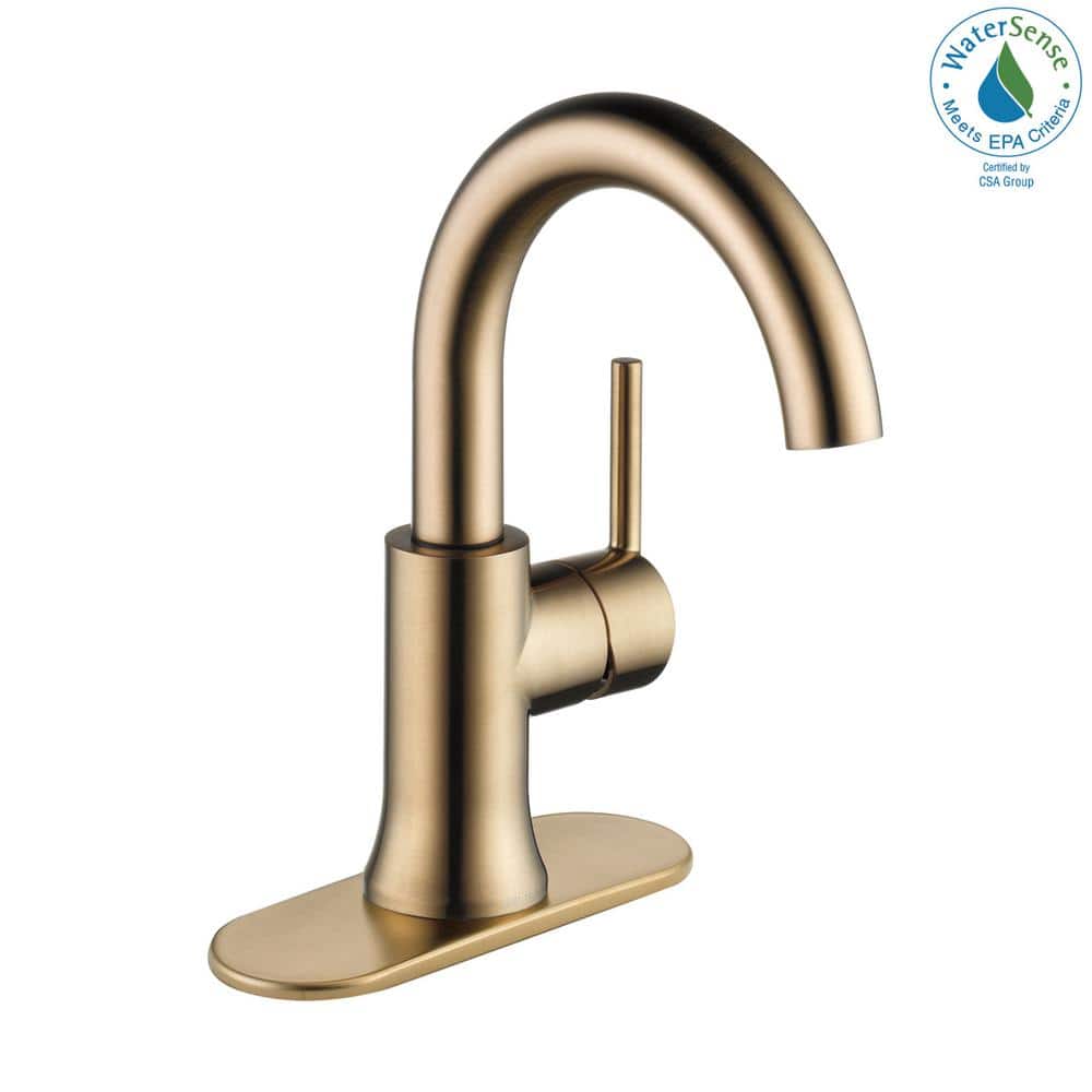 Champagne Bronze High-Arc Single Handle Bathroom Faucet