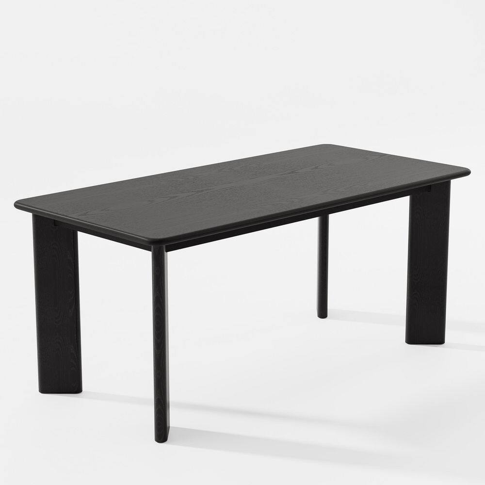 7 Piece Modern Rectangular Wood Top 67 in. 4 Leg Base Dining Table Set Seats 6