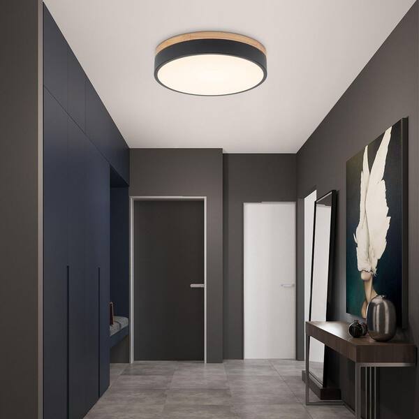 HUOKU Lumin 1-Light 11.8 in. W Matte Black Selectable CCT Color