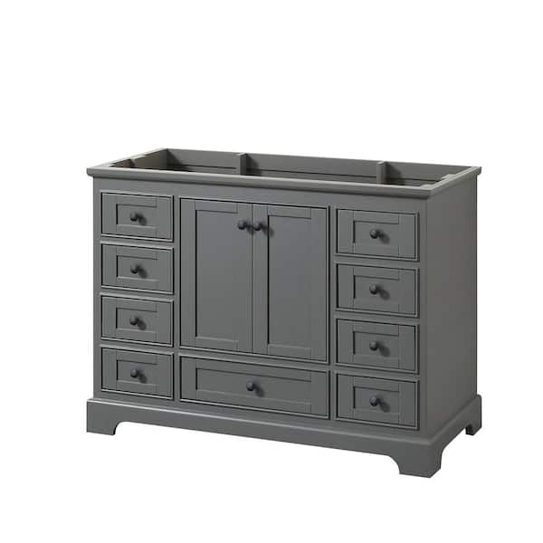 Wyndham Collection Deborah 47.25 in. W x 21.5 in. D x 34.25 in. H Single Bath Vanity Cabinet without Top in Dark Gray