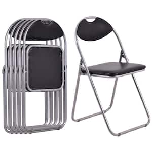 17 2/5''x18 1/2''x31 1/5'' Black Metal Portable folding chairs (Set of 6 Chairs)