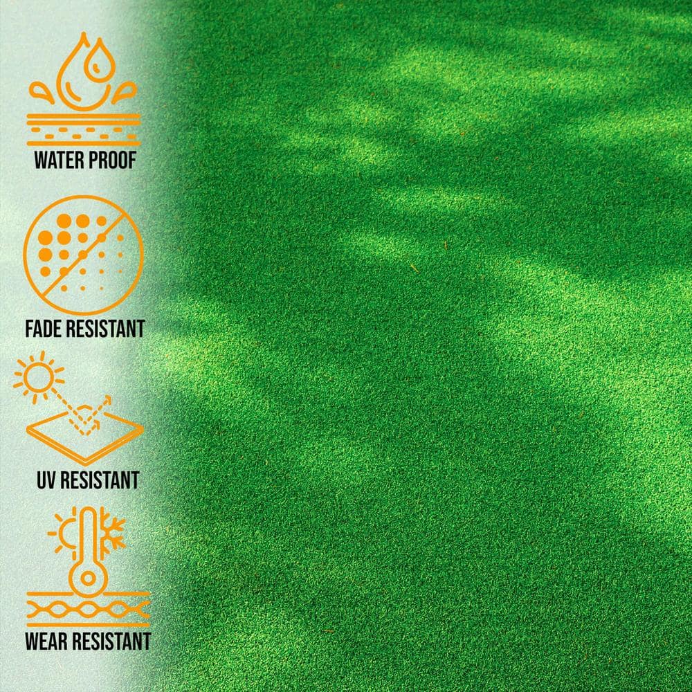 Green 2'7" x 9' Synthetic Waterproof Artificial Grass Rug