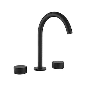 Modern Deck-Mounted 8 in.Widespread 3 Hole 2 Handle Bathroom Sink Basin Faucet 1.2 GPM in Matte Black