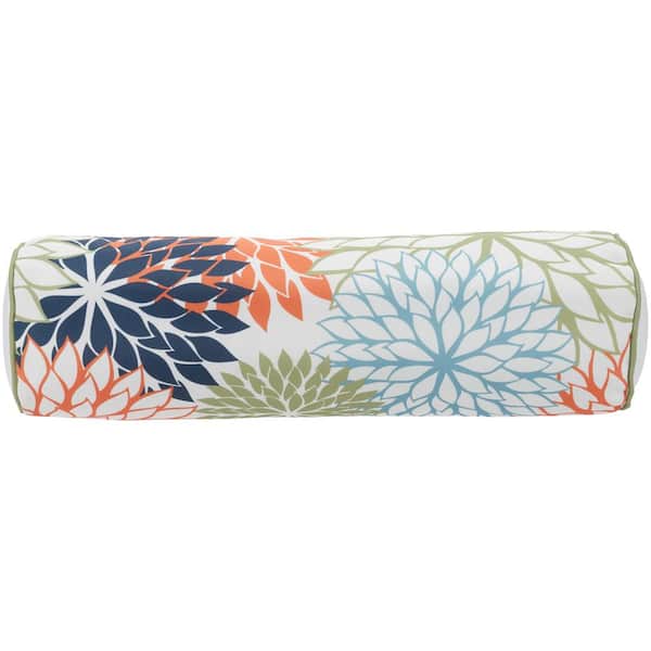 Aloha Multicolor Floral Stain Resistant 20 in. x 6 in. Indoor/Outdoor Bolster Throw Pillow
