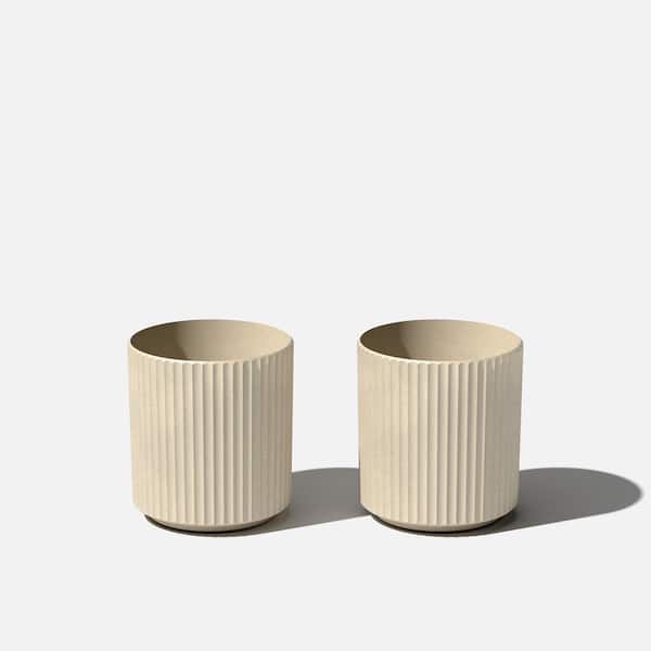 Veradek Demi 12 in. Round Sand Plastic Pot Planter (2-Pack)