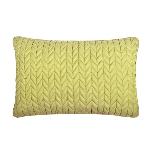 Unbranded Cabo Polyester Chartreuse Quilted Boudoir Decorative Throw Pillow 12 in. X 20 in.