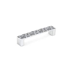 Modena Collection 5 1/16 in. (128 mm) Checkered Chrome Modern Rectangular Cabinet Bar Pull