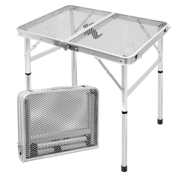Silver 23.6 in. Rectangle Aluminum Alloy Folding Picnic Table