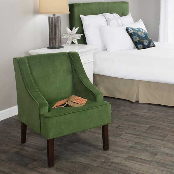 Homepop Swoop Arm Velvet Accent Chair Forest