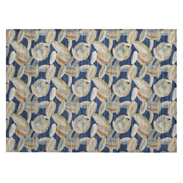 Chantille Machine Washable Indoor/Outdoor Abstract ACN2454 Navy 2 ft. x 3 ft. Accent Rug