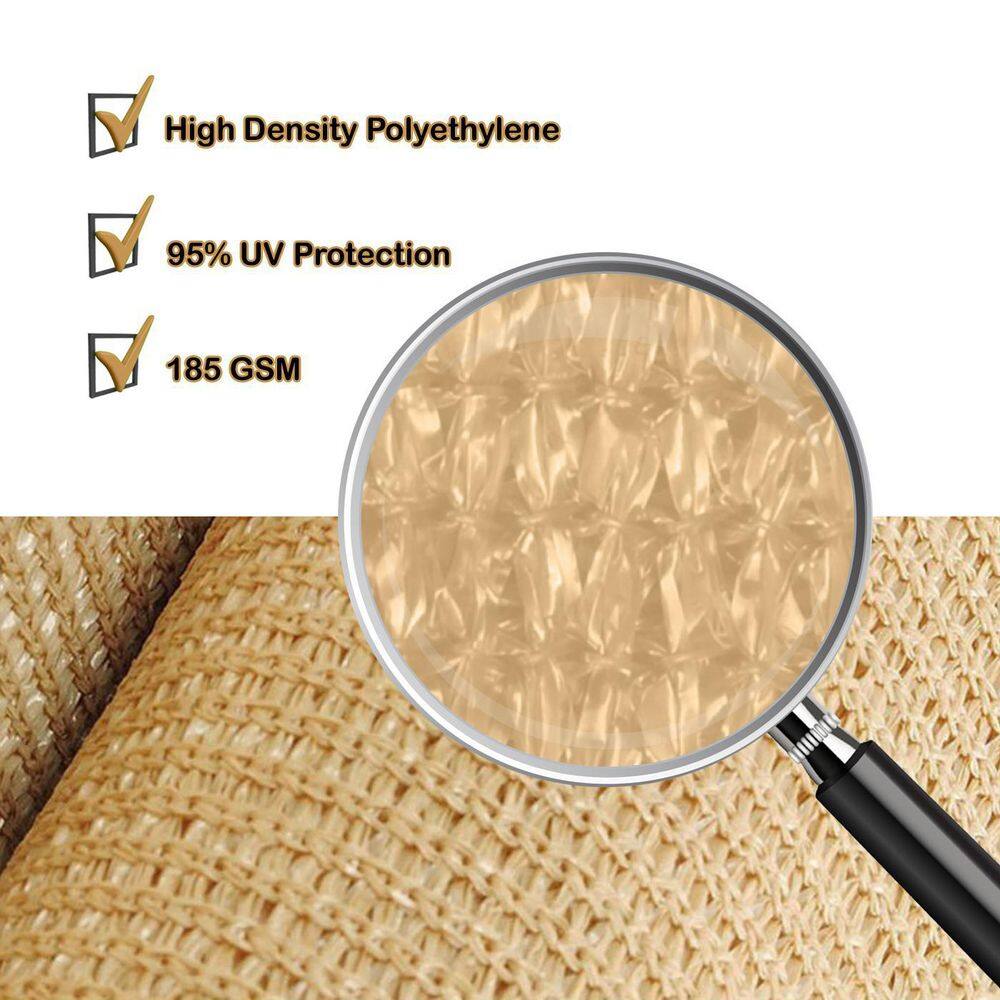 Beige 12 ft. Square UV-Blocking Patio Shade Sail