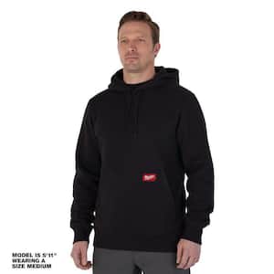 Men's Large Black Midweight Cotton/Polyester Long-Sleeve Pullover Hoodie