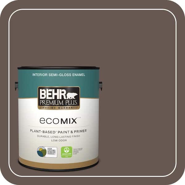 1 gal. Home Decorators Collection #HDC-FL14-10 Pine Cone Brown Semi-Gloss EcoMix Plant-Based Interior Paint & Primer