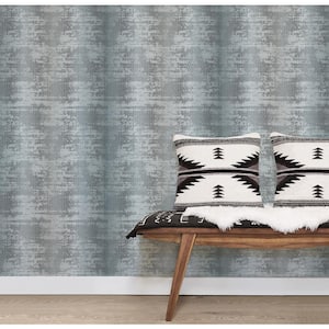 Bazaar Collection Teal/Black Shimmer Weave Design Non-Woven Non-Pasted Wallpaper Roll (Covers 57 sq.ft.)