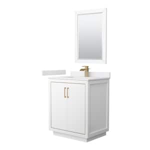 Icon 30 in. W x 22 in. D x 35 in. H Single Bath Vanity in White with White Cultured Marble Top and 24" Mirror