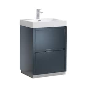 Valencia 24 in. W Bathroom Vanity in Dark Slate Gray with Acrylic Vanity Top in White