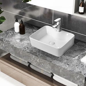 18.88 in. Ceramic Vessel Topmount Bathroom Sink Basin in White