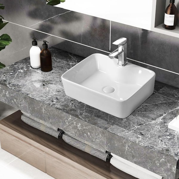 Maincraft 18.88 in. Ceramic Vessel Topmount Bathroom Sink Basin in White
