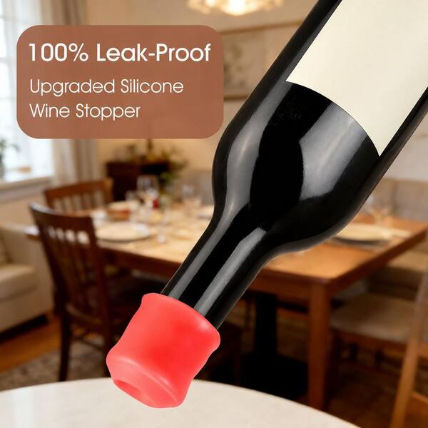 Anqtovp Silicone Wine Bottle Stopper Set of 8, Reusable Double