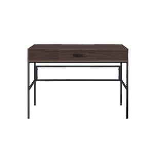 42 in. Rectangular Brown and Black Manufactured Wood 1 Drawer Writing Desk