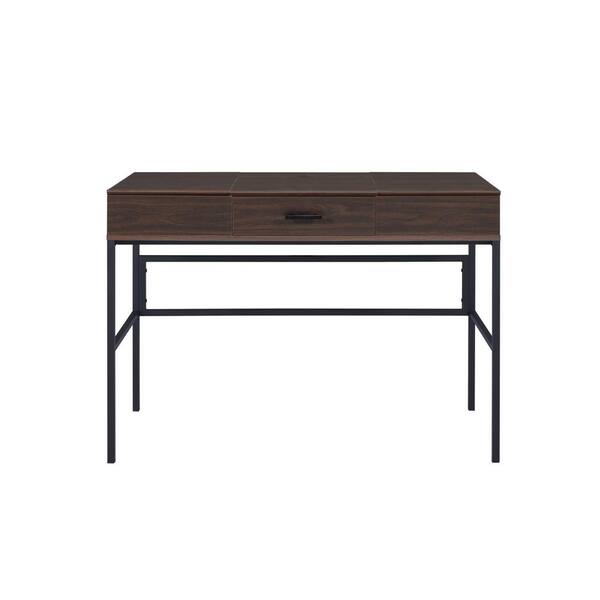 HomeRoots 42 in. Rectangular Brown and Black Manufactured Wood 1 Drawer Writing Desk