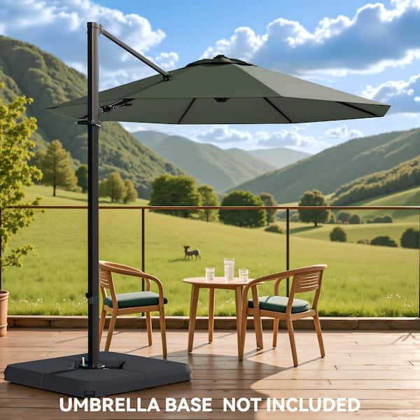 10 ft. Market Cantilever Outdoor Patio Umbrella with 360° Rotation in Gray