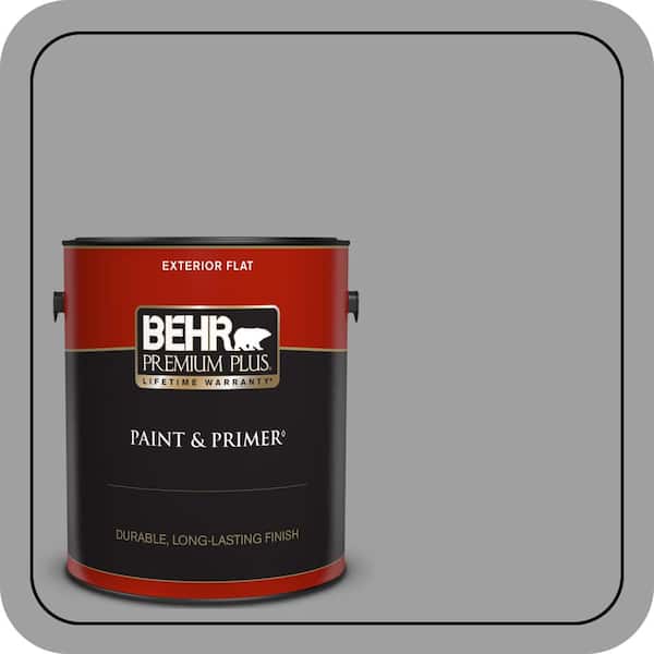 BEHR PREMIUM PLUS 1 gal. #PPU26-06 Elemental Gray Flat Exterior Paint & Primer