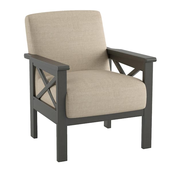 Lazzara Savion Light Brown Textured Upholstery Solid Wood Frame Accent Chair