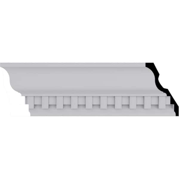 Ekena Millwork 2-7/8 in. x 4-5/8 in. x 94-1/2 in. Polyurethane Dentil Crown Moulding