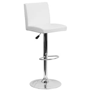 Adjustable Height White Cushioned Bar Stool