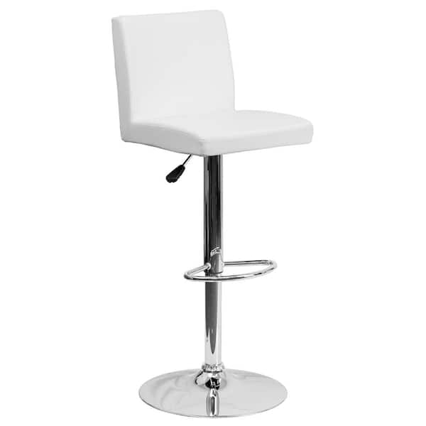 Flash Furniture Adjustable Height White Cushioned Bar Stool