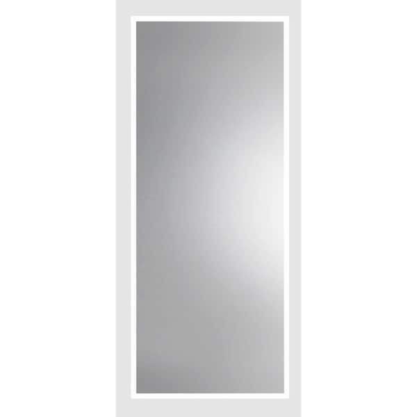 Large Rectangle Matte White Modern Mirror (59.75 in. H x 21.75 in. W)