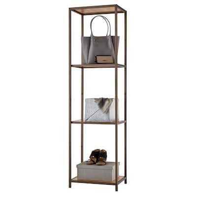 Bronze Anthracite 4-Tier Bamboo Shelving Unit (15 in. W x 72 in. H x 20 in. D)