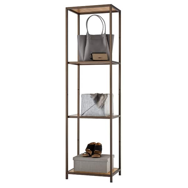 TRINITY Bronze Anthracite 4-Tier Bamboo Shelving Unit (15 in. W x 72 in. H x 20 in. D)