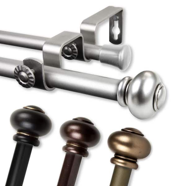 Yolanda 28 in. - 48 in. Double Curtain Rod in Satin Nickel