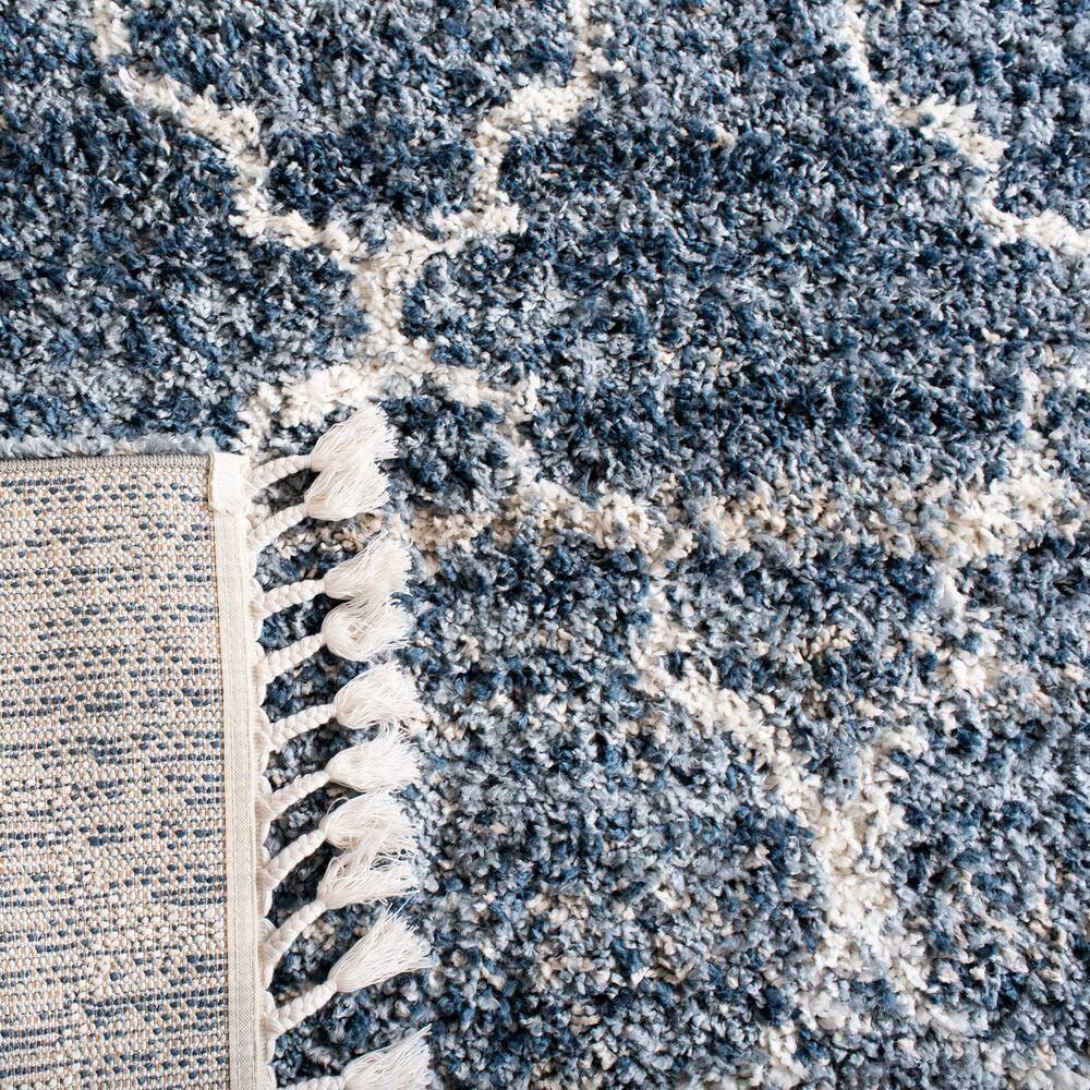 Ivory Geometric Square Shag Rug - Hand-knotted Synthetic Easy Care