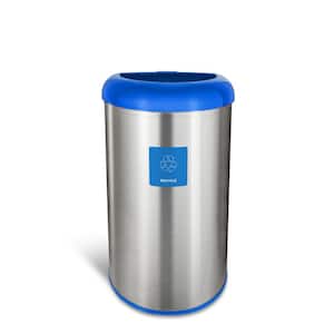 13 Gal. Blue Open Top Lid Stainless Steel Trash Can