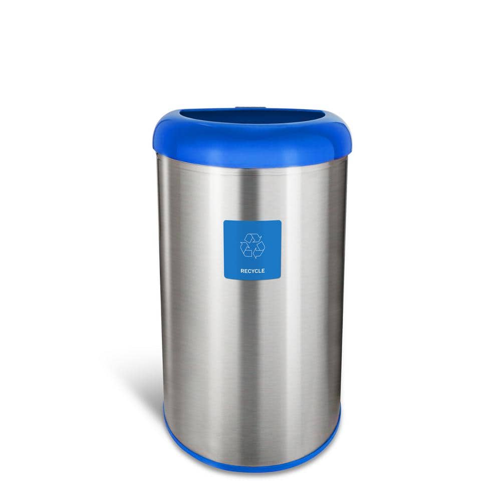 NINESTARS 13 Gal. Blue Open Top Lid Stainless Steel Trash Can OTT