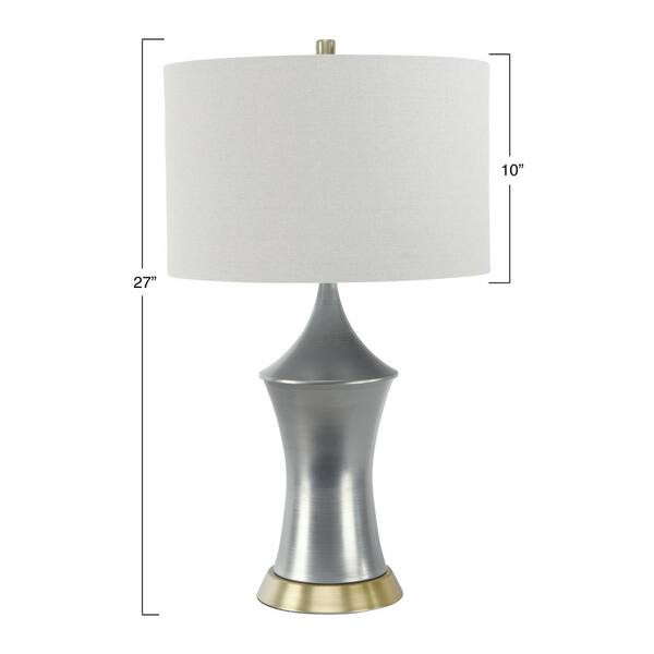 Pair of Gunmetal Metal Ball Table Lamps with Natural Linen Shades 