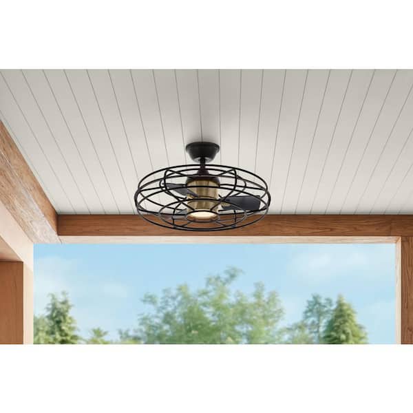 Home Decorators Collection Heritage Point 25 in. Indoor/Covered Outdoor Brushed Gold Fandelier Ceiling Fan with Integrated LED and Remote Included