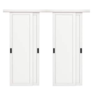 96 in. x 80 in. Paneled 1-Lite Blank Pattern White Primed MDF Sliding Door with Hardware Kit