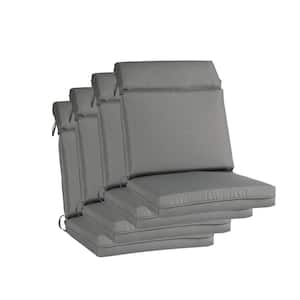 20 in. x 17 in. Outdoor High Back Dining Chair Cushion in Gray (4-Pack)