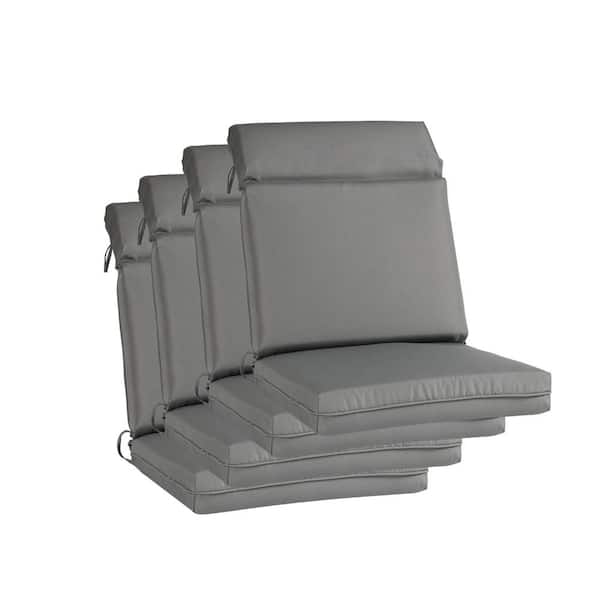 Aoodor 20 in. x 17 in. Outdoor High Back Dining Chair Cushion in Gray (4-Pack)