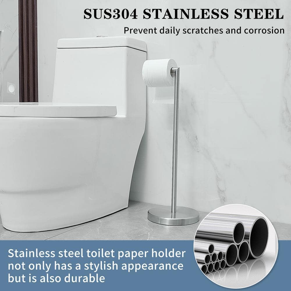 Matte Black Free Standing Toilet Paper Holder with Cover